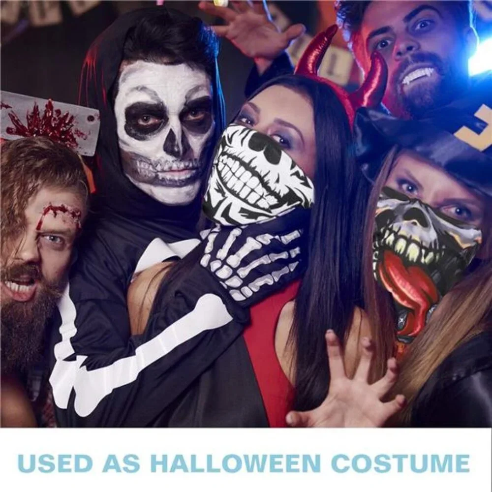 Halloween Face Mask Neck Gaiter Balaclava Skull Bandana Windproof 6 Pack